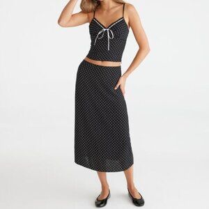 Aeropostale Black Polka Dot Maxi Skirt/NWT/XXL